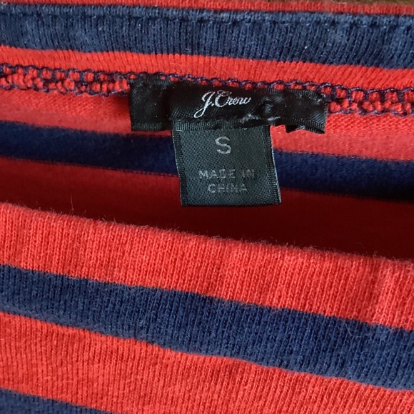 EUC J.Crew Boxy Red & Blue Boatneck, 3/4 Sleeve with Ribbon Trim, Small - Picture 3 of 4